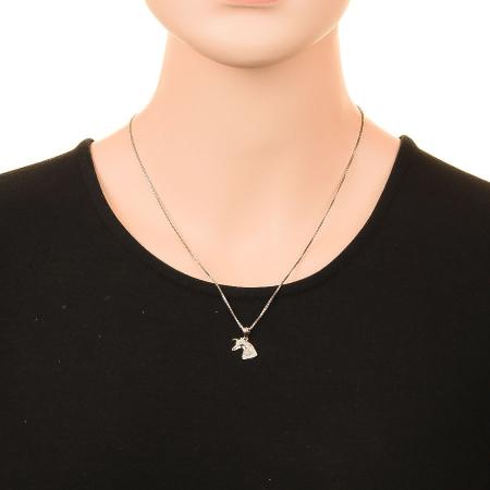 Stříbrný přívěsek - hlava koně, čiré kulaté zirkony | Argento.cz