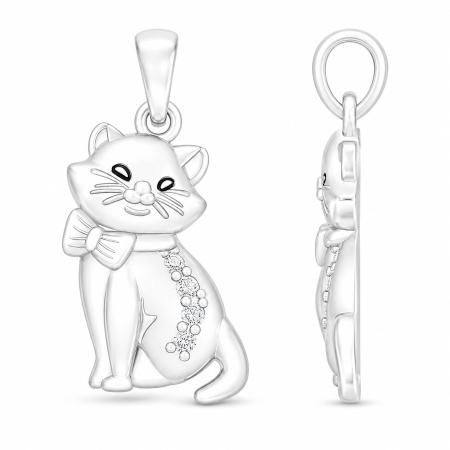 Stříbrný přívěsek - kočka, čiré kulaté zirkony | Argento.cz