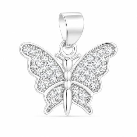 Stříbrný přívěsek - motýl, čiré kulaté zirkony | Argento.cz