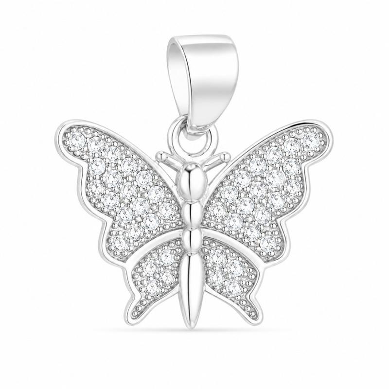 Stříbrný přívěsek - motýl, čiré kulaté zirkony | Argento.cz