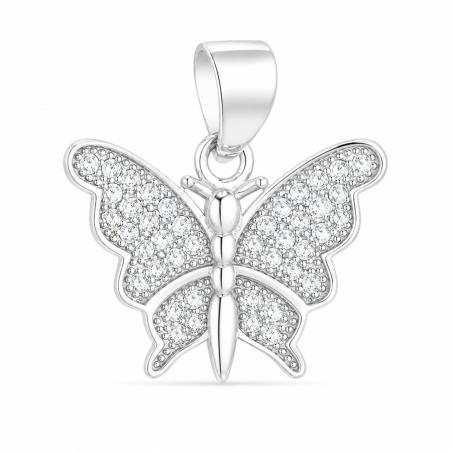 Stříbrný přívěsek - motýl, čiré kulaté zirkony | Argento.cz