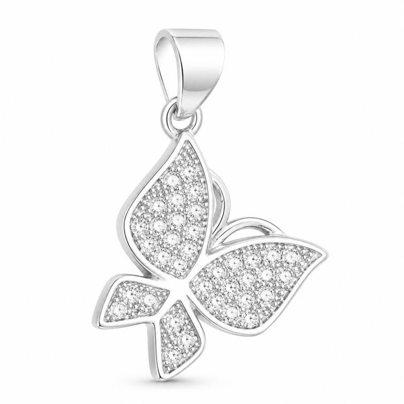 Stříbrný přívěsek - motýl, čiré kulaté zirkony | Argento.cz
