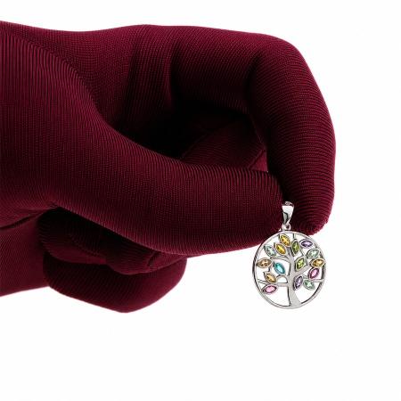 Stříbrný přívěsek - strom života, barevné zirkony ve tvaru zrnka | Argento.cz