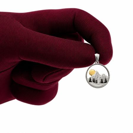 Kombinovaný stříbrný přívěsek - hory, černá glazura | Argento.cz