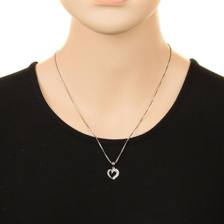 Stříbrný přívěsek - srdíčko, čiré kulaté zirkony | Argento.cz