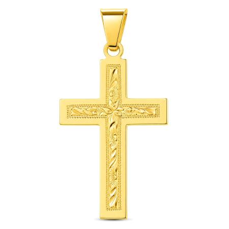 Pozlacený stříbrný přívěsek - křížek, s ručním gravírem | Argento.cz