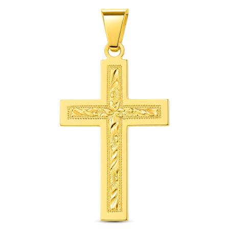 Pozlacený stříbrný přívěsek - křížek, s ručním gravírem | Argento.cz