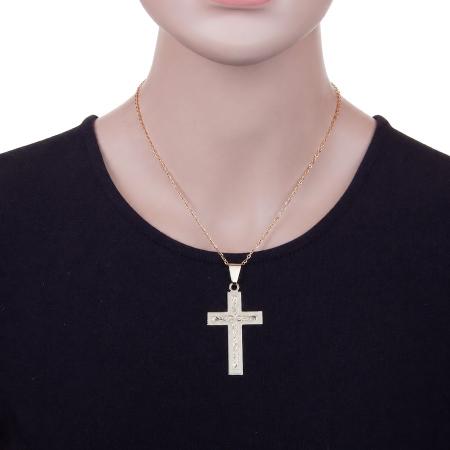 Pozlacený stříbrný přívěsek - křížek, s ručním gravírem | Argento.cz