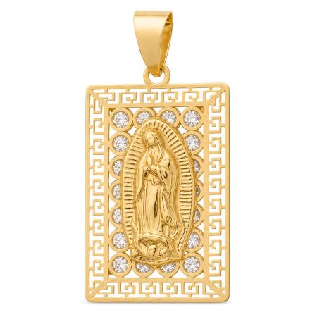 Zlatý přívěsek - Panna Maria Guadalupská, čiré kulaté zirkony | Argento.cz