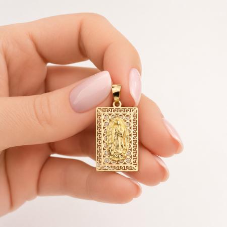 Zlatý přívěsek - Panna Maria Guadalupská, čiré kulaté zirkony | Argento.cz