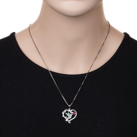 Stříbrný přívěsek - kolibřík, barevné kulaté zirkony | Argento.cz