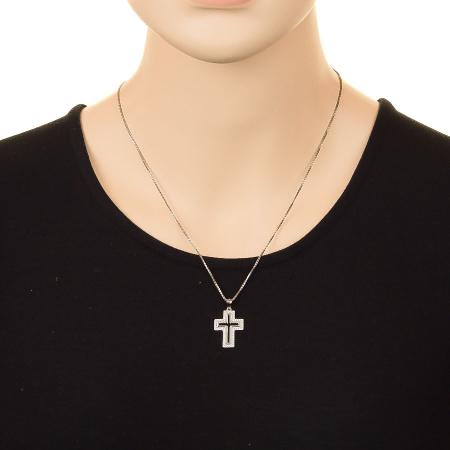 Stříbrný přívěsek - křížek, čiré kulaté zirkony | Argento.cz