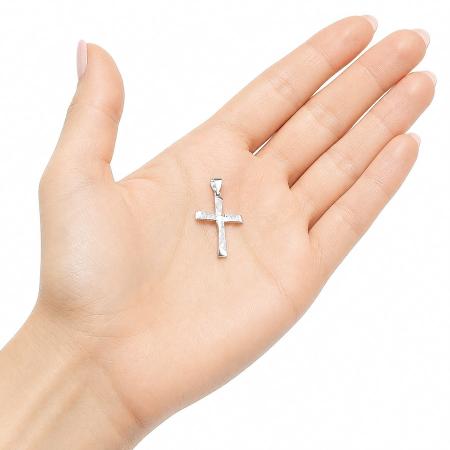 Stříbrný přívěsek - křížek, čiré kulaté zirkony | Argento.cz