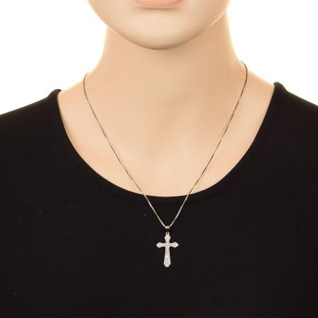 Stříbrný přívěsek - křížek s Ježíšem, čiré kulaté zirkony | Argento.cz