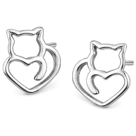 Stříbrné náušnice - kočka | Argento.cz