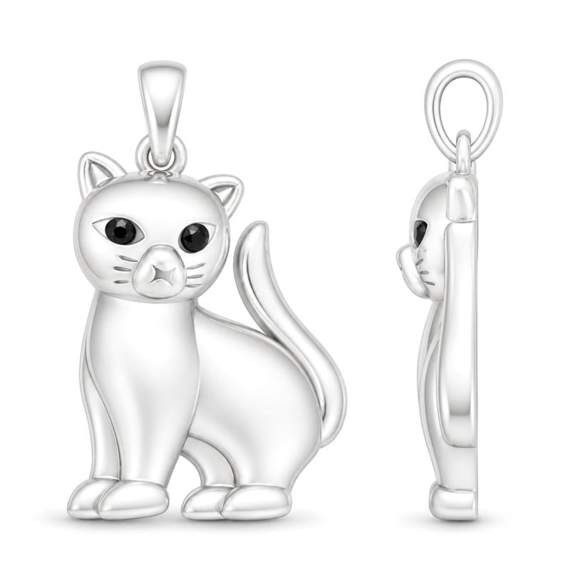 Stříbrný přívěsek - kočka, černé kulaté zirkony | Argento.cz