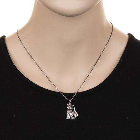 Stříbrný přívěsek - kočka, černé kulaté zirkony | Argento.cz