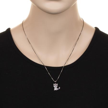 Stříbrný přívěsek - kočka, barevné kulaté zirkony | Argento.cz