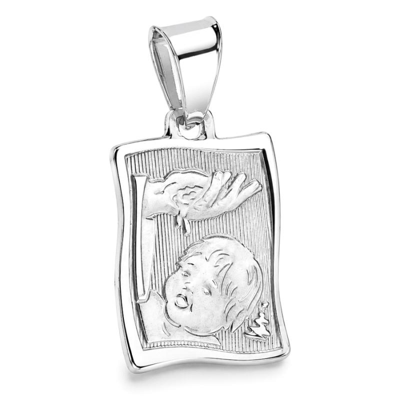 Stříbrný přívěsek - křest, ruka lijící vodu na hlavičku miminka | Argento.cz